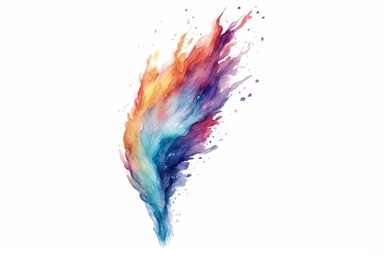 Watercolor, Design a comet with a tail that shimmers and flows like cosmic silk clipart, hd, on a white background, spaced out