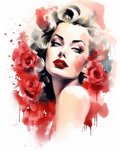 watercolour casino pin up pretty lady hd clipart white background
