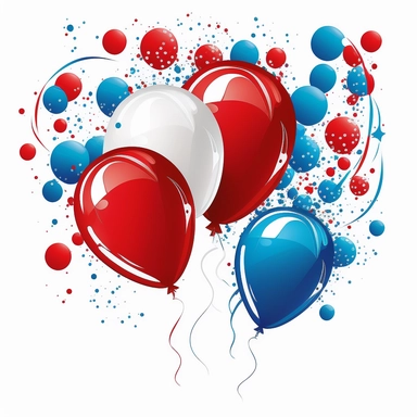 red and blue balloons clipart cartoon style white background