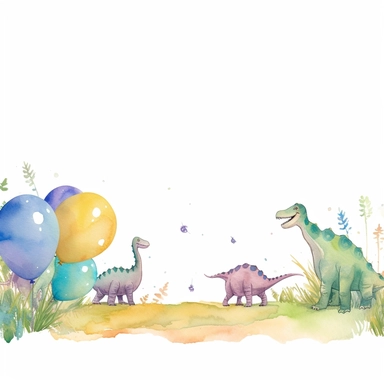 Watercolour pastel colours dinosaurs grass balloons template boarder clipart rectangle kids