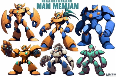 megaman robot masters clipart sheet, enemy animals, white background