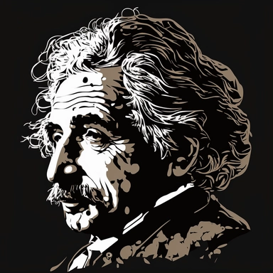 two-color clipart of albert einstein