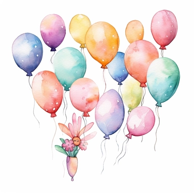 whimsical watercolour clip art against a white background easter themed balloons