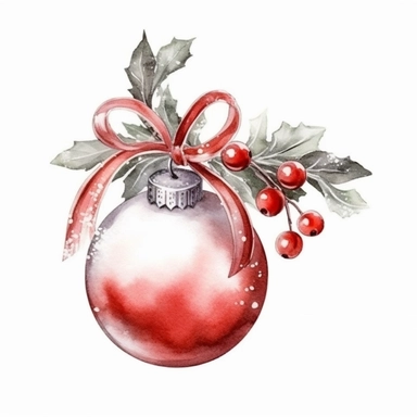watercolor style, elegant christmas, clipart, isolated on white background, 4K