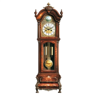 vintage mahogany grandfather clock, white background, clipart--q2--v5.1