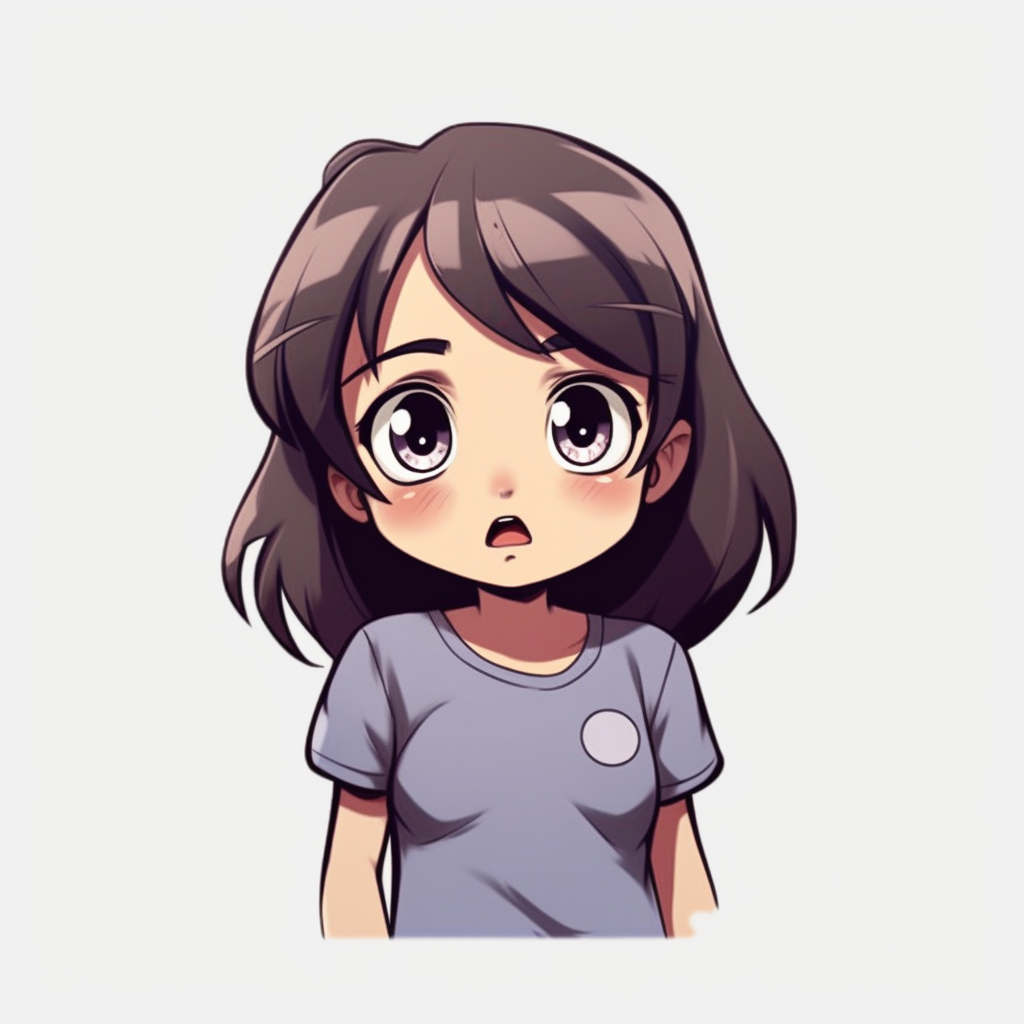 Anime-style woman with short wavy black hair and confused expression on  Craiyon
