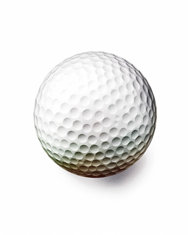 detailed watercolor golf ball, realistic, isolated on white background, clipart