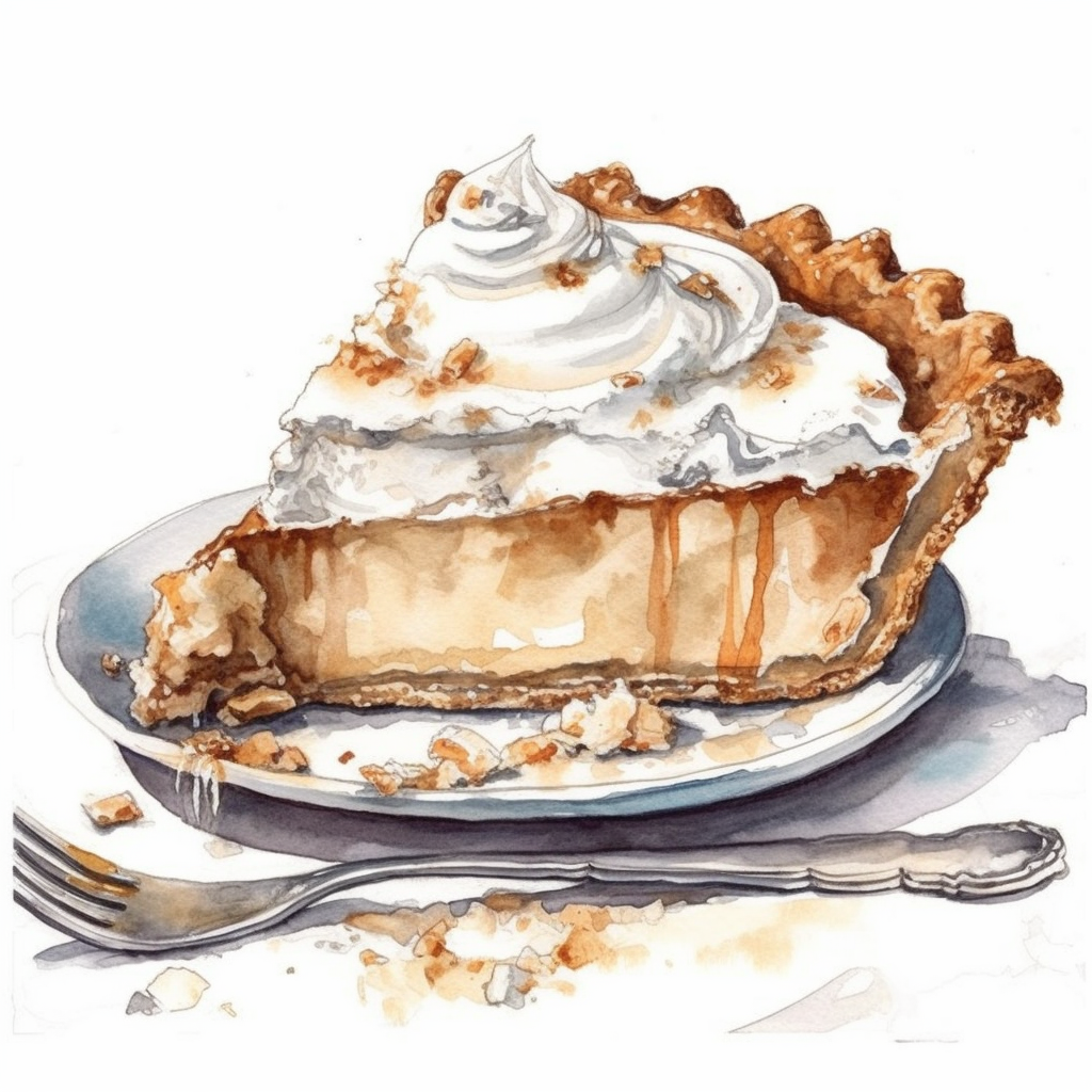 Indiana sugar cream pie sharp illustration clipart, watercolor art ...