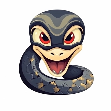 fantasy happy cute cobra face, cartoon, clipart, mascot, isolated on white background