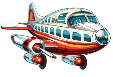 cartoon clip art cartoon airplane clipart, in the style of free-flowing lines, silver and red, white background, seapunk, symmetrical, 1970–present, clean and streamlined