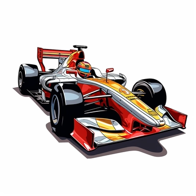 white background only, clipart of a formula 1 racecar, detailed and vibrant.--no words, no text