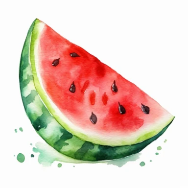 watercolor colorful clipart of a juicy watermelon slice, hd, on white background