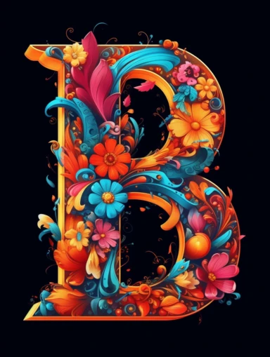 The capital letter B:in the Artistic style, clipart for nursery, vibrant colors,Vector, white background,Solid Background, Sharpness and clarity,masterpiece, trending on Artstation and Dribbble.
