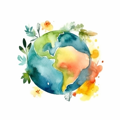 earth day, watercolor clipart, minimalist, bright colors, isolated white background, 8k