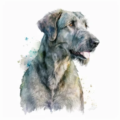 a watercolor art painting of a Irish Wolfhound, clipart, white background