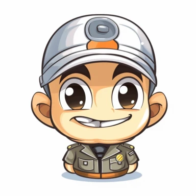 happy cute Highway Inspector face, cartoon, clipart, mascot, isolated on white background