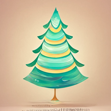 decorated Christmas tree in tropical style serene feeling flat illustration clipart white background