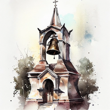 clipart fantasy church watercolour, biblical, church bells