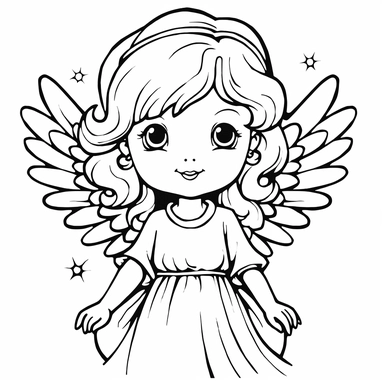 christmas angel simple and crisp coloring pages for kids clipart white background