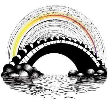 beautiful Rainbow Bridges Clipart ,hd,black white mysticism style white background vectory--q--b
