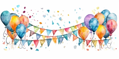 Birthday banners design, water color style, clipart, white background
