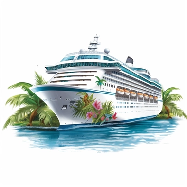 photorealistic cruise clipart,on white background with margins