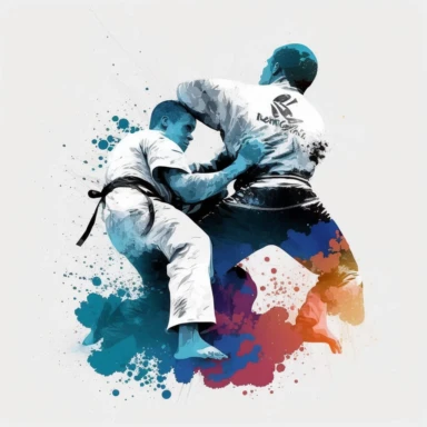 Two brazilian jiu jitsu fighting, clipart, white background