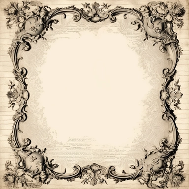 antique, vintage, victorian style sheet of paper, with vignette, frame, certificate, torn edges, minimalist, white background, clipart, scrapbooking