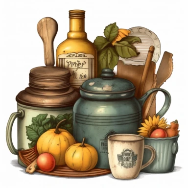 Country kitchen items, clipart