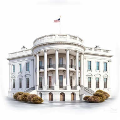clipart White House , America , interior design , photo realistic, white background