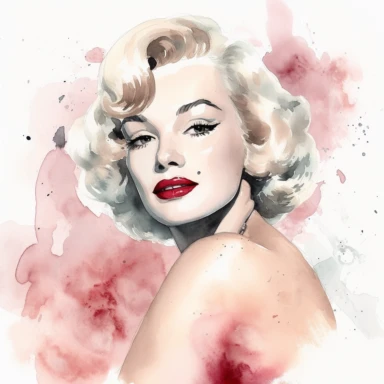 2 watercolor Marilyn Monroe vintage boutique hollywood glamour clipart, white background, spaced out, hd