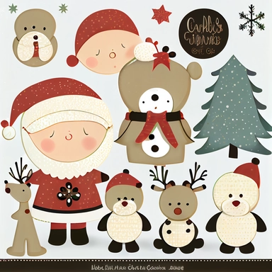 graphic christmas clip art cute, white background,--ar 9:16