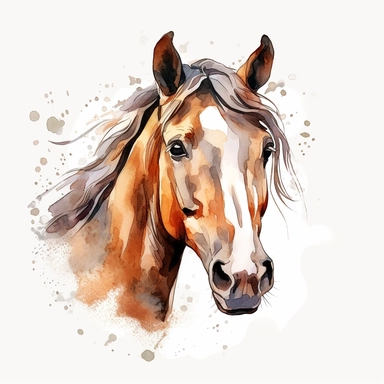 a Horse clipart, original hand drawing, watercolor, understated and flawless for t shirt and cup printing, happy cute smily , transparent background, realistic painting, portrait without writing, style of the artwork, mood of the artwork, vector, contour, white background, 8K quality, ultra detailed, without signature and without meaningless lines, clipart, white background, High Quality, no writting background, no writting, ultra detailed, no symbol, 0g, watercolor, without logo and emblem
