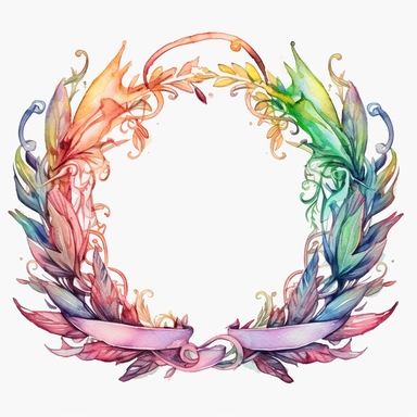 watercolor clipart ribbon crest frame