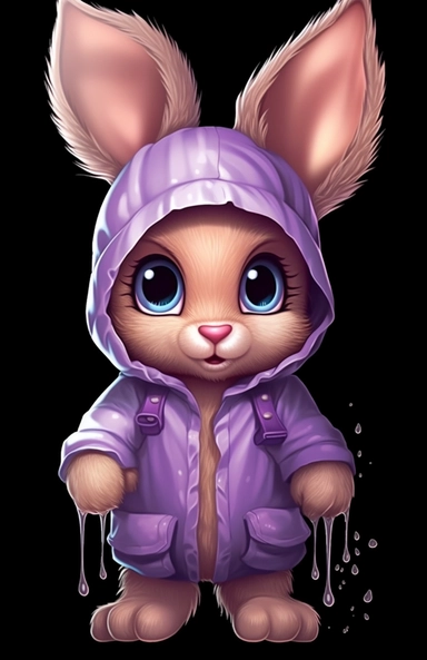 Lovely rabbit cartoon character png, clipart, in the style of dark brown and violet, digitally enhanced, pseudo-infrared, gossamer fabrics, uhd image, animated gifs, commission for