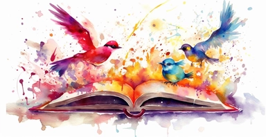 Adorable open watercolour book, magic birds flying out, vivid colours, watercolor clipart, white background, I can’t believe how beautiful this is