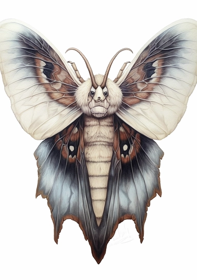 Skull Moth Clipart on white background, death's head moth, realistic, details, high resolutions, white background