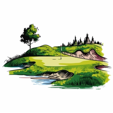 clip art, golf course, white background
