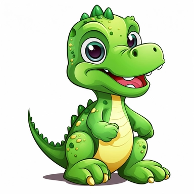 clipart cute dinosaur green cartoon style