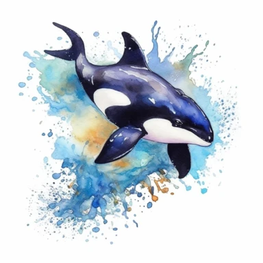 Watercolor killer whale clipart,