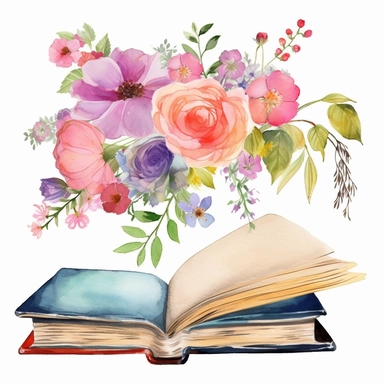 Watercolor Floral Books Clipart, Book Clip Art,