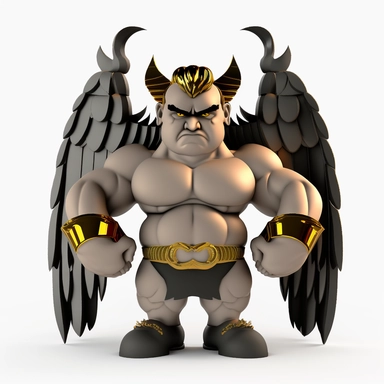 3D Cartoon in the form of evil angel with halo and wings clipart mascot , with a transparent background, 128K super mega pixel, insane detail, hyper-detailed, with huge details, UHD, 8K