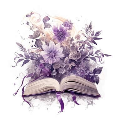 magical book decorated with flowers, spell shooting out of it ,pencil art illustrations, Isolated white background, reimagined by industrial light and magic, lith printing, illusory images, watercolor clipart, very subtle purple tones, , ,