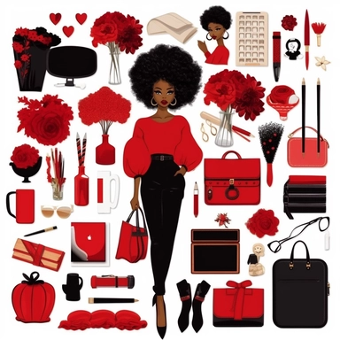 Black Woman ClipArt, Rich Auntie ClipArt, Digital Stickers, African American Clip, Digital Planner Stickers, Black Girl Clipart, travel, red