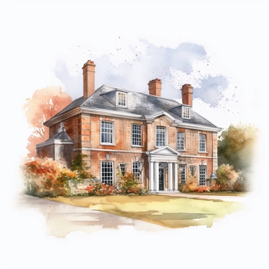 watercolour beautiful Georgian country house beautifully detailed perfect realistic Georgian country house beautiful perfectly detailed Georgian country house png image,high resolution,300dpi,graphic clipart,computer graphics