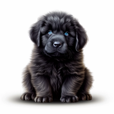 Dog Puppy breed Newfoundland big hairy black 3D clipart