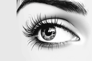 real eye lashes on a white background in silhouette style white background, fake eyelashes svg clipart, negative space + Sharp + realistic, photo realistic, symmetrical, high detail,