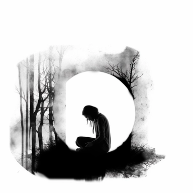 sad, lonely, hopeless, depression, dark, expressionism, artistic clipart border, white border, cutout border, borderless design