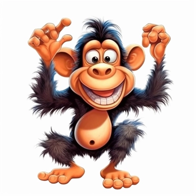 Cute Happy Face Beautiful Funny Monkey Full body Sublimation Clipart,Cartoon,hyper realistic, intricate detail, illustration style,high solution,on the white background