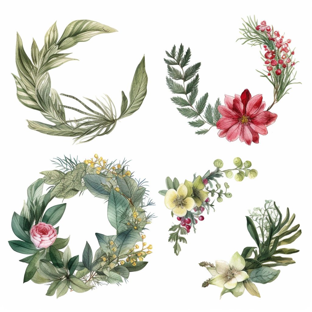 botanical wreath cliparts